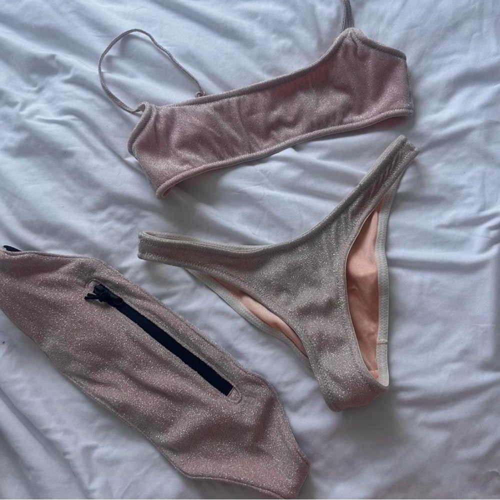 Triangl Swimwear Blush and Silver Bikini Set